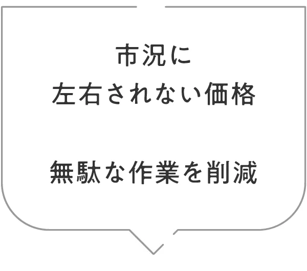 市況に左右されない価格 無駄な作業を削減